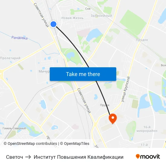 Светоч to Институт Повышения Квалификации map
