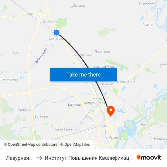 Лазурная￼ to Институт Повышения Квалификации map
