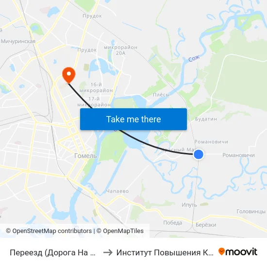 Переезд (Дорога На Романовичи) to Институт Повышения Квалификации map
