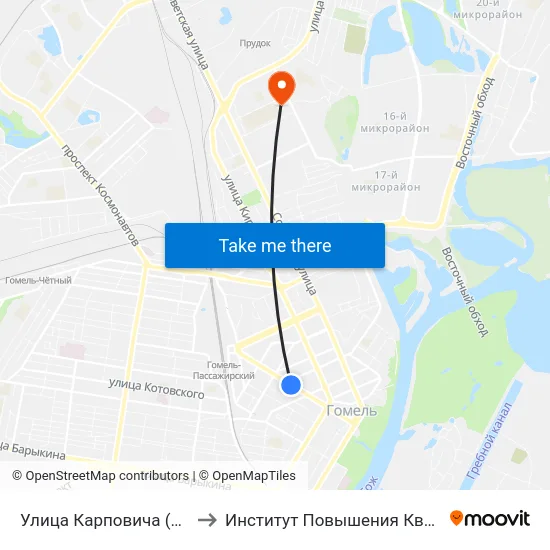 Улица Карповича (Пригород) to Институт Повышения Квалификации map