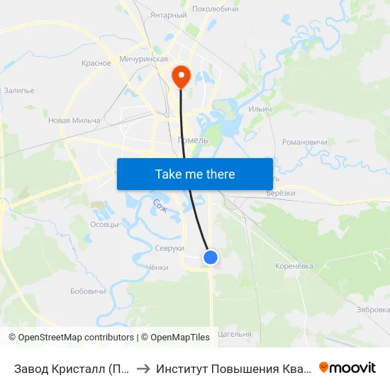 Завод Кристалл (Пригород) to Институт Повышения Квалификации map