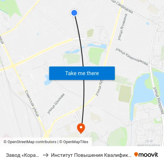 Завод «Коралл» to Институт Повышения Квалификации map