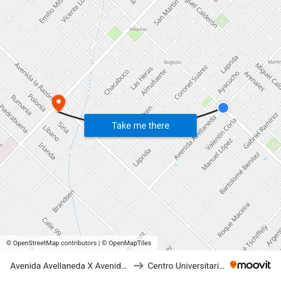Avenida Avellaneda X Avenida 22 De Octubre to Centro Universitario Chivilcoy map