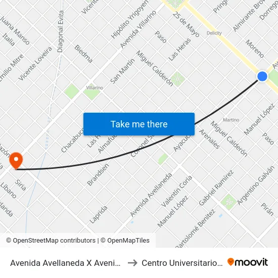 Avenida Avellaneda X Avenida Sarmiento to Centro Universitario Chivilcoy map