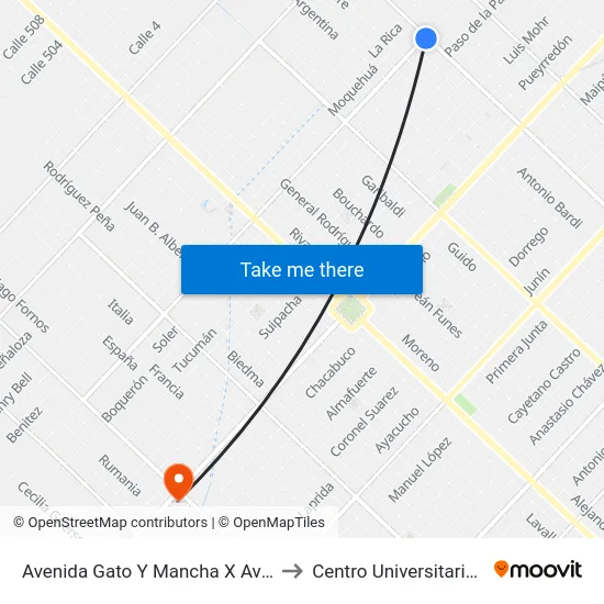 Avenida Gato Y Mancha X Avenida Urquiza to Centro Universitario Chivilcoy map