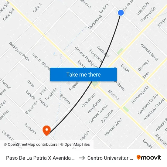 Paso De La Patria X Avenida Gato Y Mancha to Centro Universitario Chivilcoy map