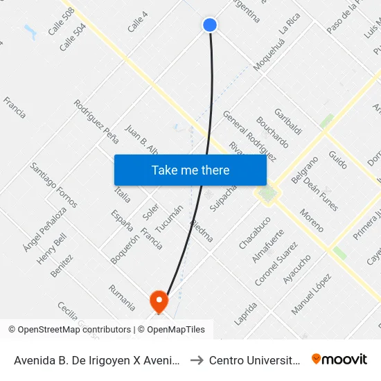 Avenida B. De Irigoyen X Avenida De La Democracia to Centro Universitario Chivilcoy map