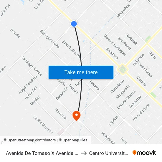 Avenida De Tomaso X Avenida Monseñor De Andrea to Centro Universitario Chivilcoy map