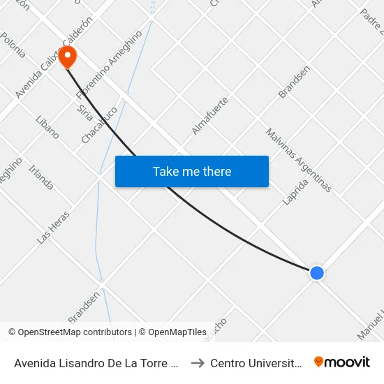 Avenida Lisandro De La Torre X Avenida Avellaneda to Centro Universitario Chivilcoy map