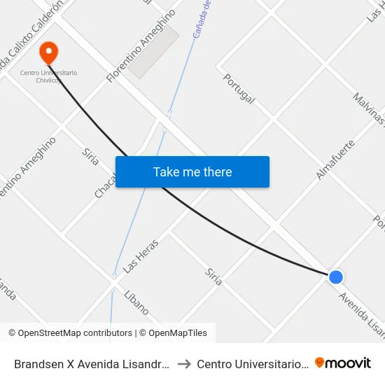Brandsen X Avenida Lisandro De La Torre to Centro Universitario Chivilcoy map