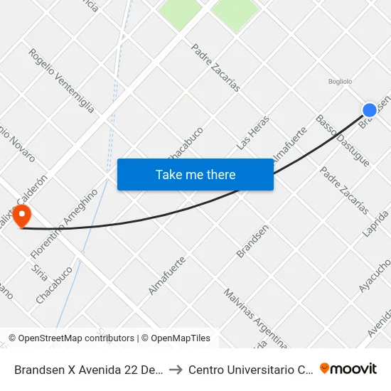 Brandsen X Avenida 22 De Octubre to Centro Universitario Chivilcoy map
