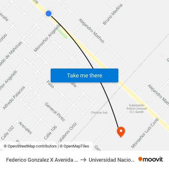 Federico Gonzalez X Avenida Bartolomé Mitre to Universidad Nacional De Luján map