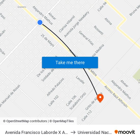 Avenida Francisco Laborde X Avenida Bartolomé Mitre to Universidad Nacional De Luján map