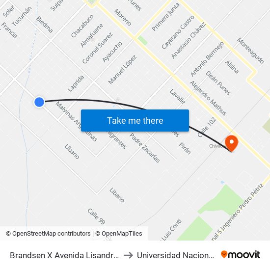Brandsen X Avenida Lisandro De La Torre to Universidad Nacional De Luján map