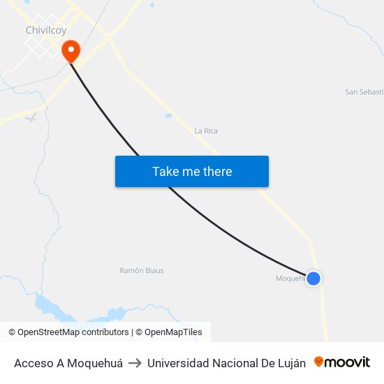 Acceso A Moquehuá to Universidad Nacional De Luján map