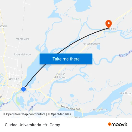 Ciudad Universitaria to Garay map