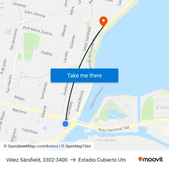 Vélez Sársfield, 3302-3400 to Estadio Cubierto Utn map