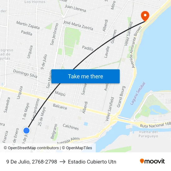 9 De Julio, 2768-2798 to Estadio Cubierto Utn map