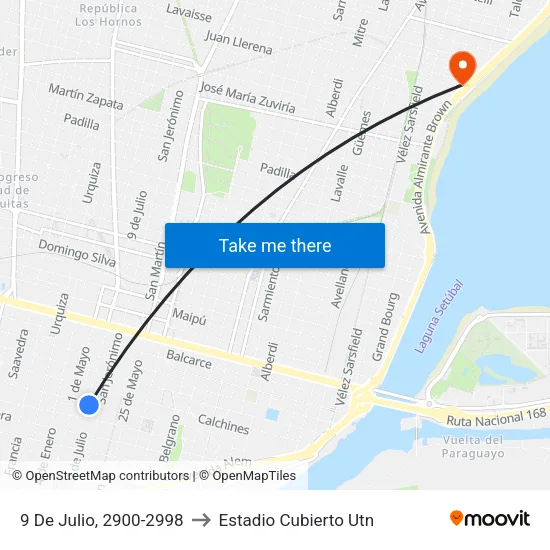 9 De Julio, 2900-2998 to Estadio Cubierto Utn map