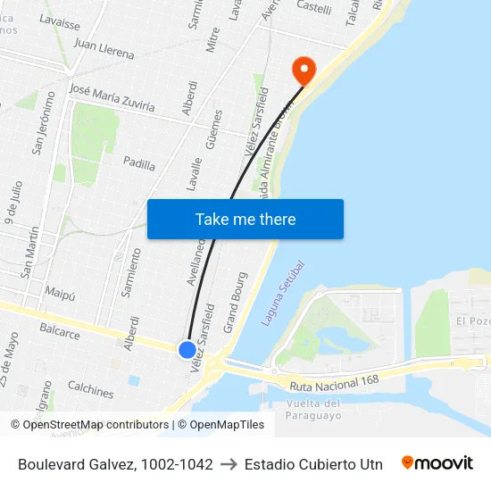 Boulevard Galvez, 1002-1042 to Estadio Cubierto Utn map