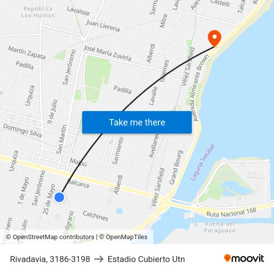 Rivadavia, 3186-3198 to Estadio Cubierto Utn map