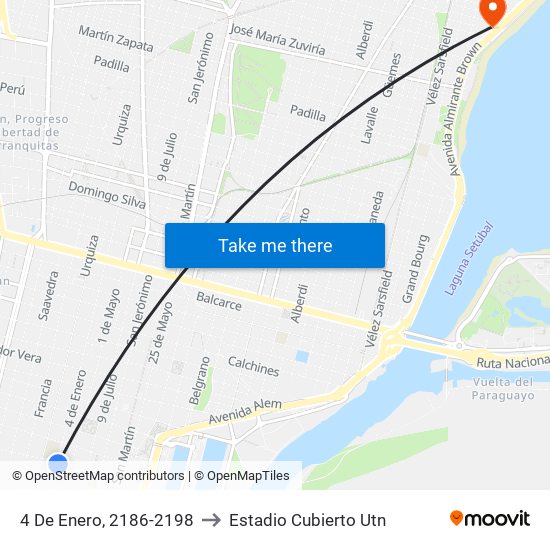 4 De Enero, 2186-2198 to Estadio Cubierto Utn map