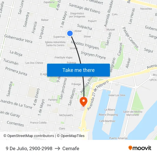 9 De Julio, 2900-2998 to Cemafe map