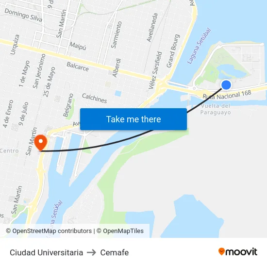 Ciudad Universitaria to Cemafe map