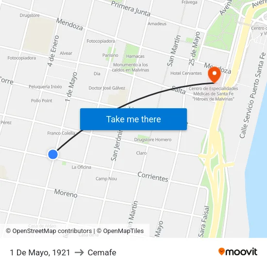1 De Mayo, 1921 to Cemafe map