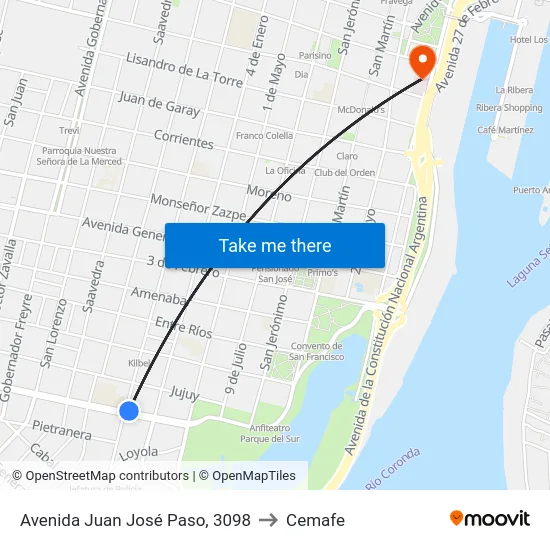 Avenida Juan José Paso, 3098 to Cemafe map