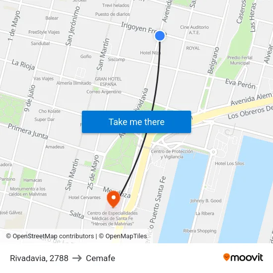 Rivadavia, 2788 to Cemafe map