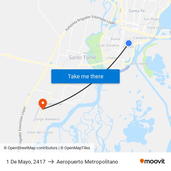 1 De Mayo, 2417 to Aeropuerto Metropolitano map