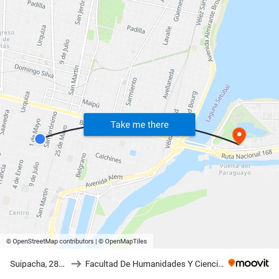 Suipacha, 2817 to Facultad De Humanidades Y Ciencias map