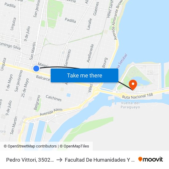 Pedro Vittori, 3502-3600 to Facultad De Humanidades Y Ciencias map