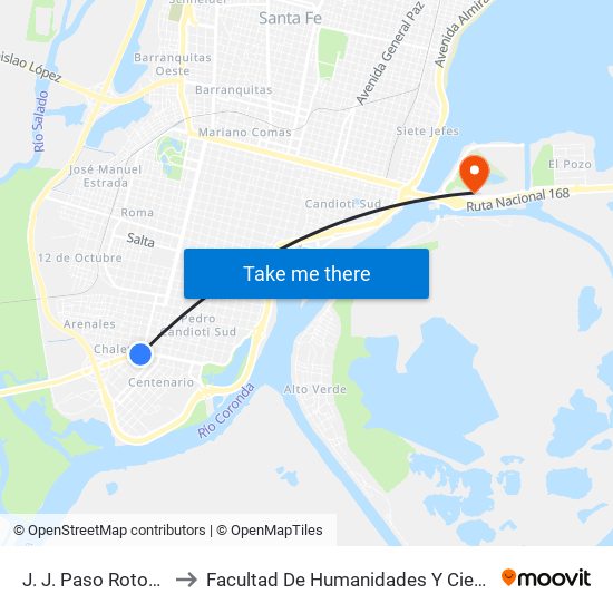 J. J. Paso Rotonda to Facultad De Humanidades Y Ciencias map