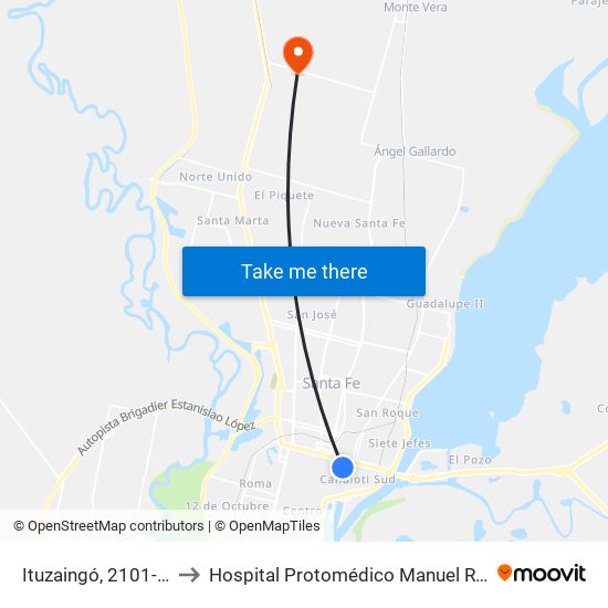 Ituzaingó, 2101-2115 to Hospital Protomédico Manuel Rodríguez map