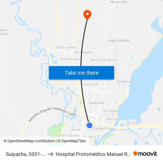 Suipacha, 3001-3035 to Hospital Protomédico Manuel Rodríguez map