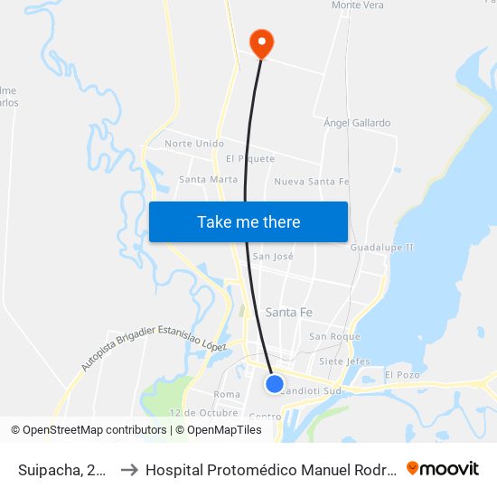 Suipacha, 2817 to Hospital Protomédico Manuel Rodríguez map