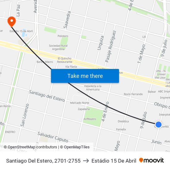 Santiago Del Estero, 2701-2755 to Estádio 15 De Abril map