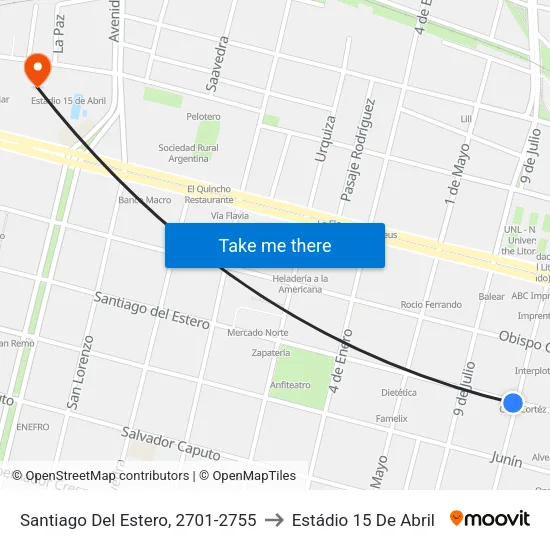 Santiago Del Estero, 2701-2755 to Estádio 15 De Abril map