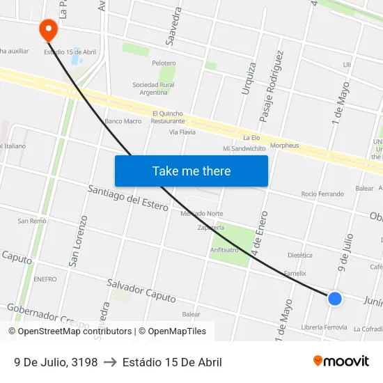9 De Julio, 3198 to Estádio 15 De Abril map