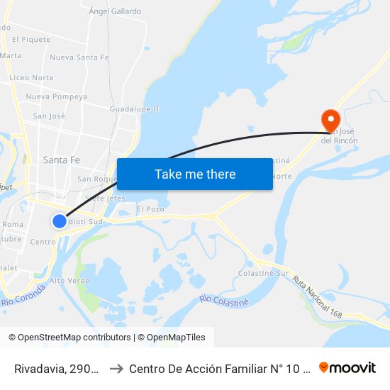 Rivadavia, 2900-2998 to Centro De Acción Familiar N° 10 ""Azahares"" map