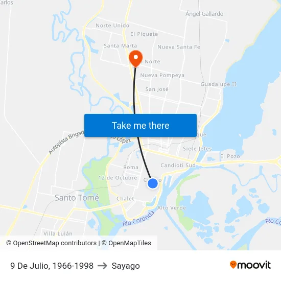 9 De Julio, 1966-1998 to Sayago map