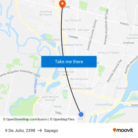 9 De Julio, 2398 to Sayago map