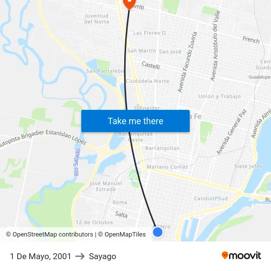 1 De Mayo, 2001 to Sayago map