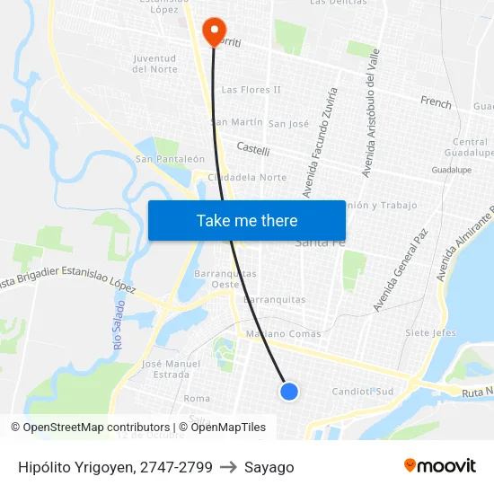 Hipólito Yrigoyen, 2747-2799 to Sayago map