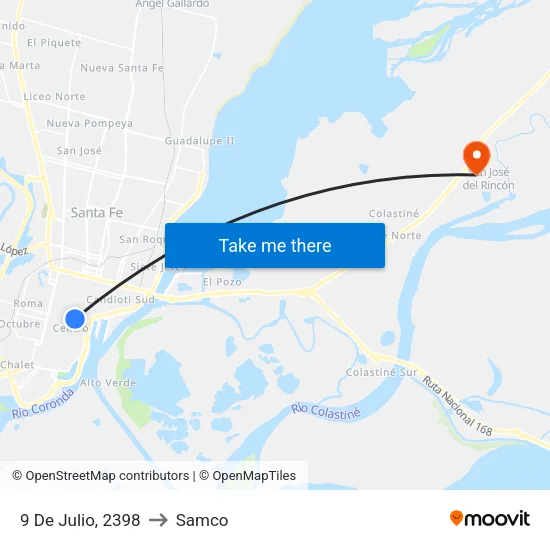 9 De Julio, 2398 to Samco map