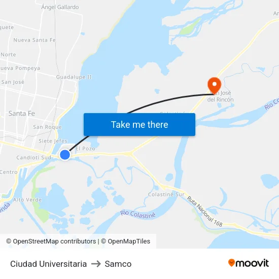 Ciudad Universitaria to Samco map