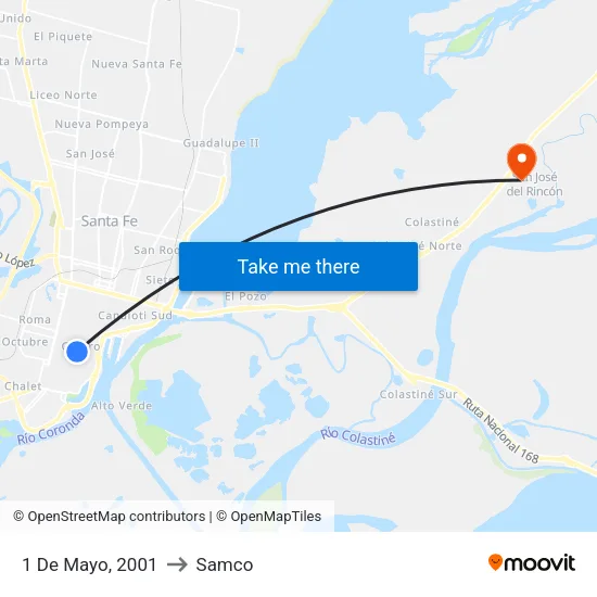 1 De Mayo, 2001 to Samco map