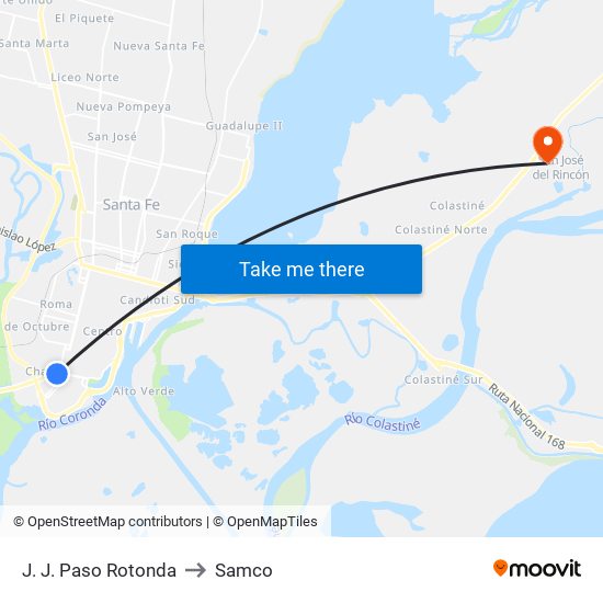 J. J. Paso Rotonda to Samco map